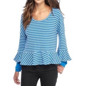 NEW Free People Round About Blue Striped Tee